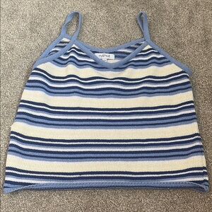 Blue and Yellow Striped Women's Top